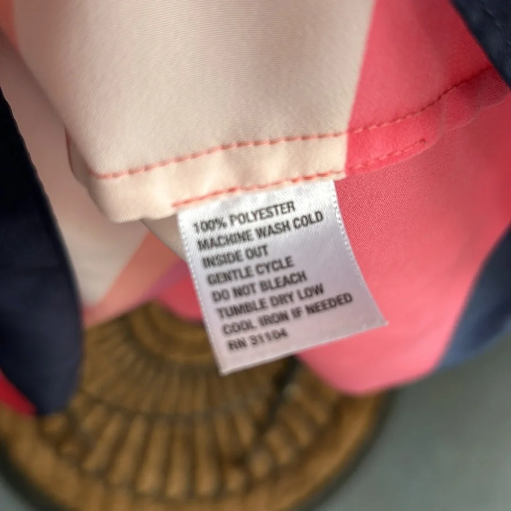 Crown &i Ivy Striped Pink and Navy Halter Dress with Bow size Large